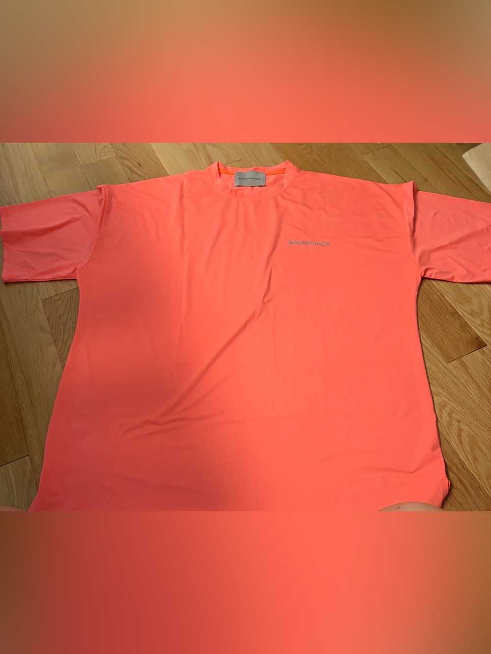Balenciaga Neon Coral Logo Tee